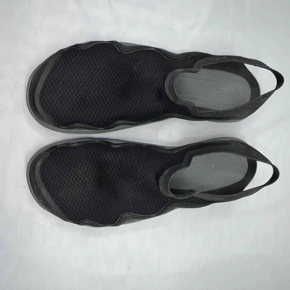 Crocs Swiftwater Mesh Deck Sandals Mens 13 Black Water‎ Shoes Hiking Boating